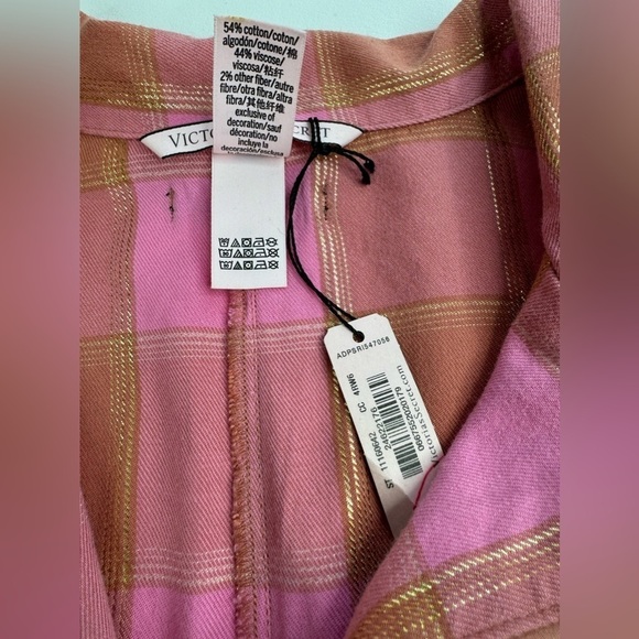 NWT Victoria’s Secret Plaid Flannel Button Down Romper Pj’s Womens Small - Picture 3 of 8